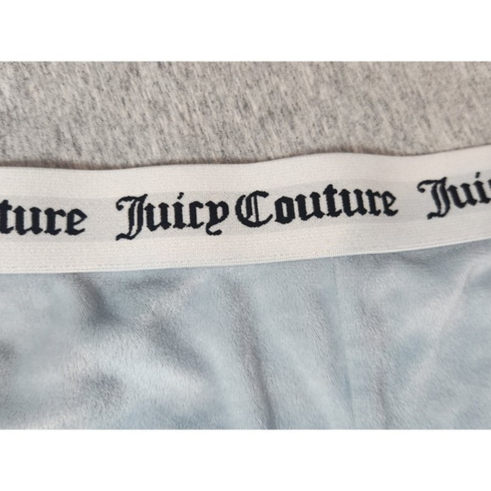 Juicy Couture Sleep Shorts Women L Light Blue Velour Rhinestone Y2K - Picture 5 of 10
